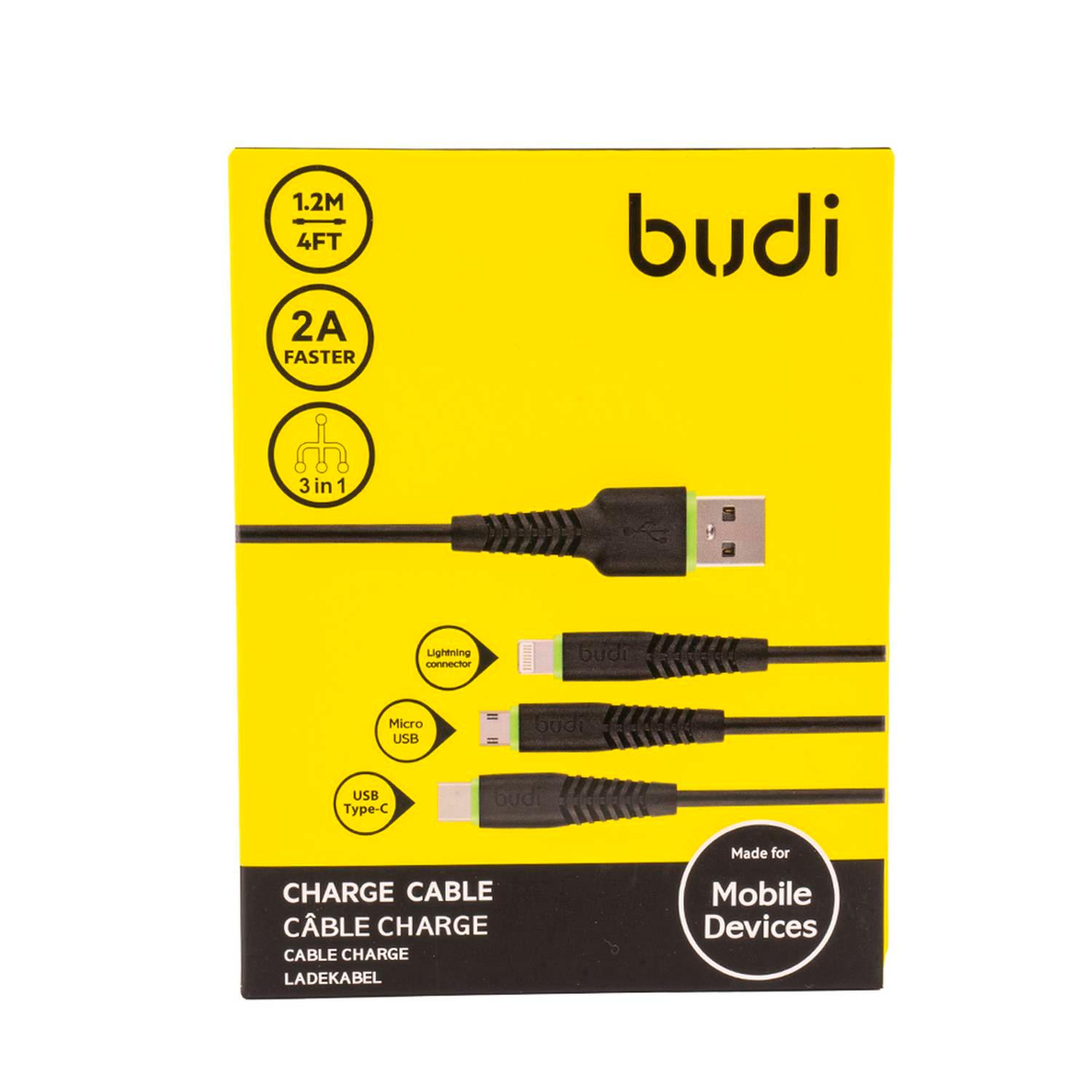 Budi 3 in 1 Cable 2A Fast Charge